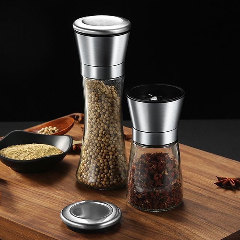 Cross-Border Manual Grinder Amazon 304 Stainless Steel Ceramic Core Black Pepper Pepper Sea Salt Seasoning Sprinkler Bottle