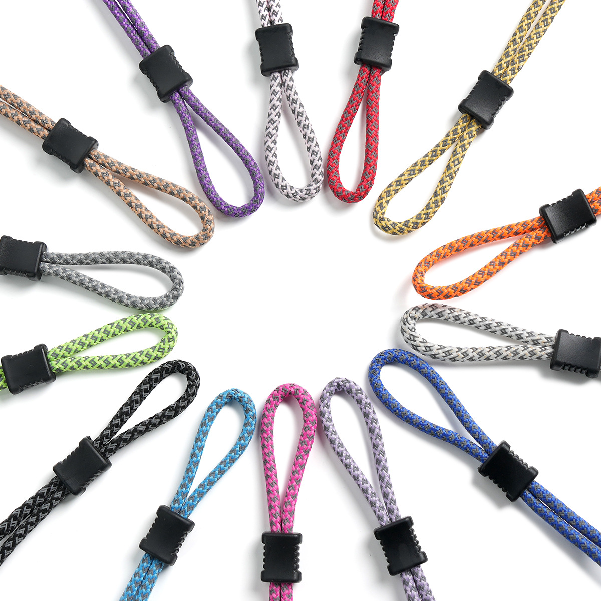 Fluorescent Reflective Glasses Cord, Anti-Lost Glasses Chain for Rafting Sports, Adjustable Buckle Glasses Strap, Double-Hole Lanyard