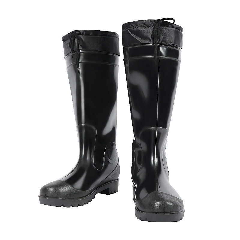 Four-Season Cotton Rain Boots for Men, High-Top Wear-Resistant, Non-Slip Tendon Soles, Waterproof Men's Rain Boots, Mid-Length Work Short Water Shoes