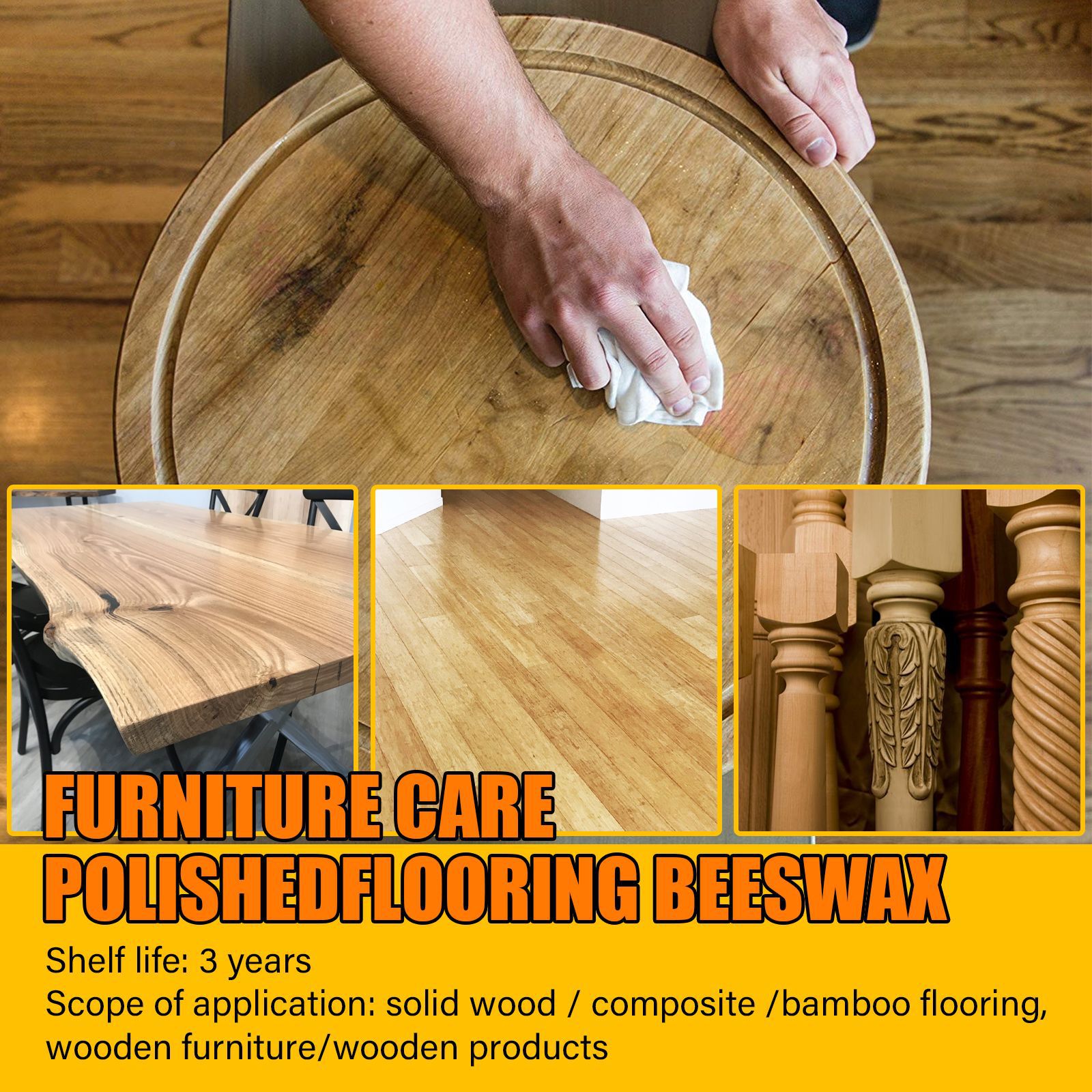 Eelhoe Natural Beeswax Daily Maintenance Floor Furniture Care Polishing Waterproof Anti-Drying Crack Brightening Wood Beeswax