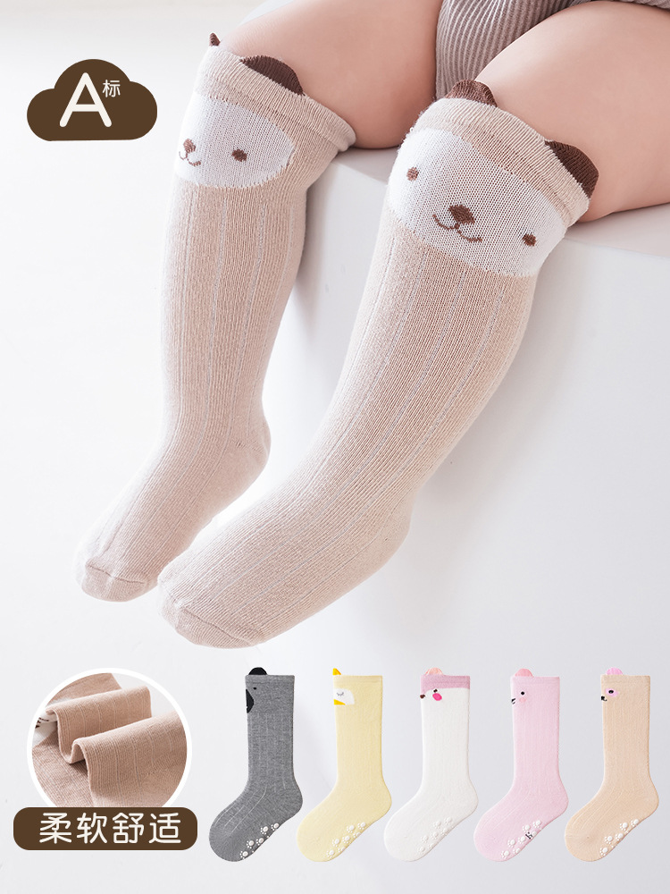 Cartoon baby socks autumn and winter non-slip dispensing baby socks pure polyester cotton newborn mid-length over-the-knee socks batch