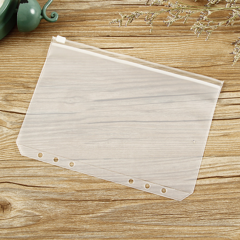 Punching folder a4a5 loose-leaf bag double hole clip zipper bag storage bill bag a6 hand book protective film card bag
