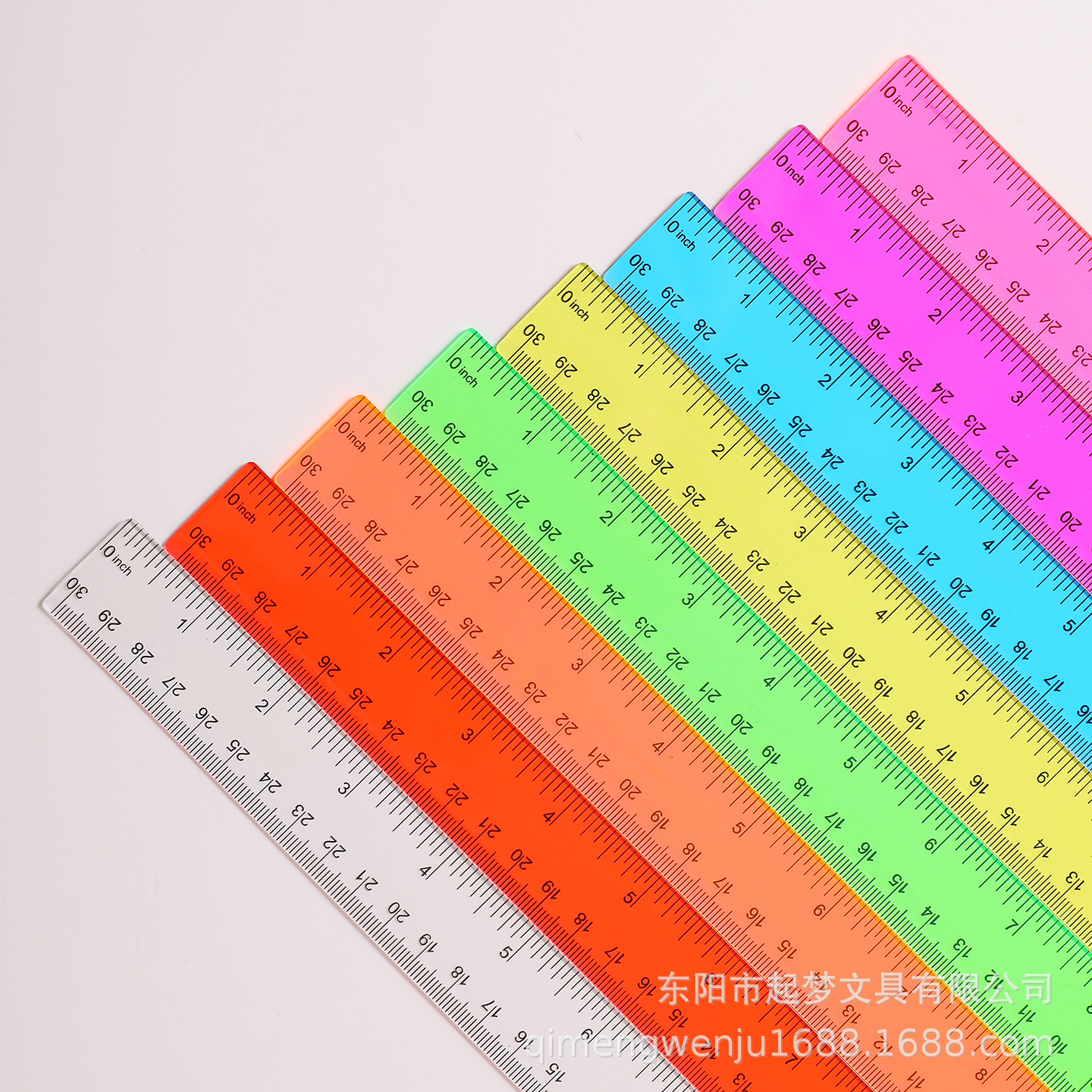 30cm Colorful Straight Ruler 30cm Transparent Ruler Cross-Border Supply Multi-Color Colorful Ruler School Stationery Plastic Ruler
