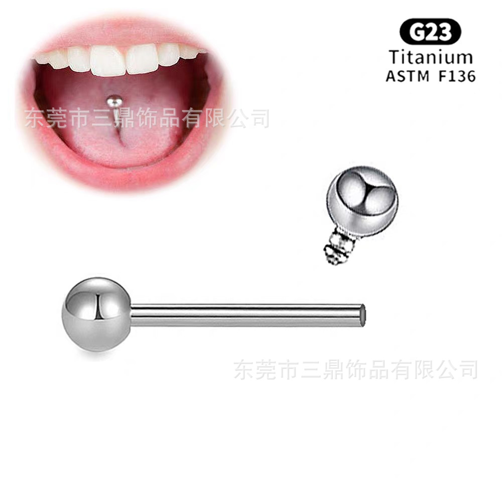 F136 titanium inner tooth tongue nail lip nail ear nail ear bone nail eyebrow nail straight rod G23 titanium alloy puncture accessories