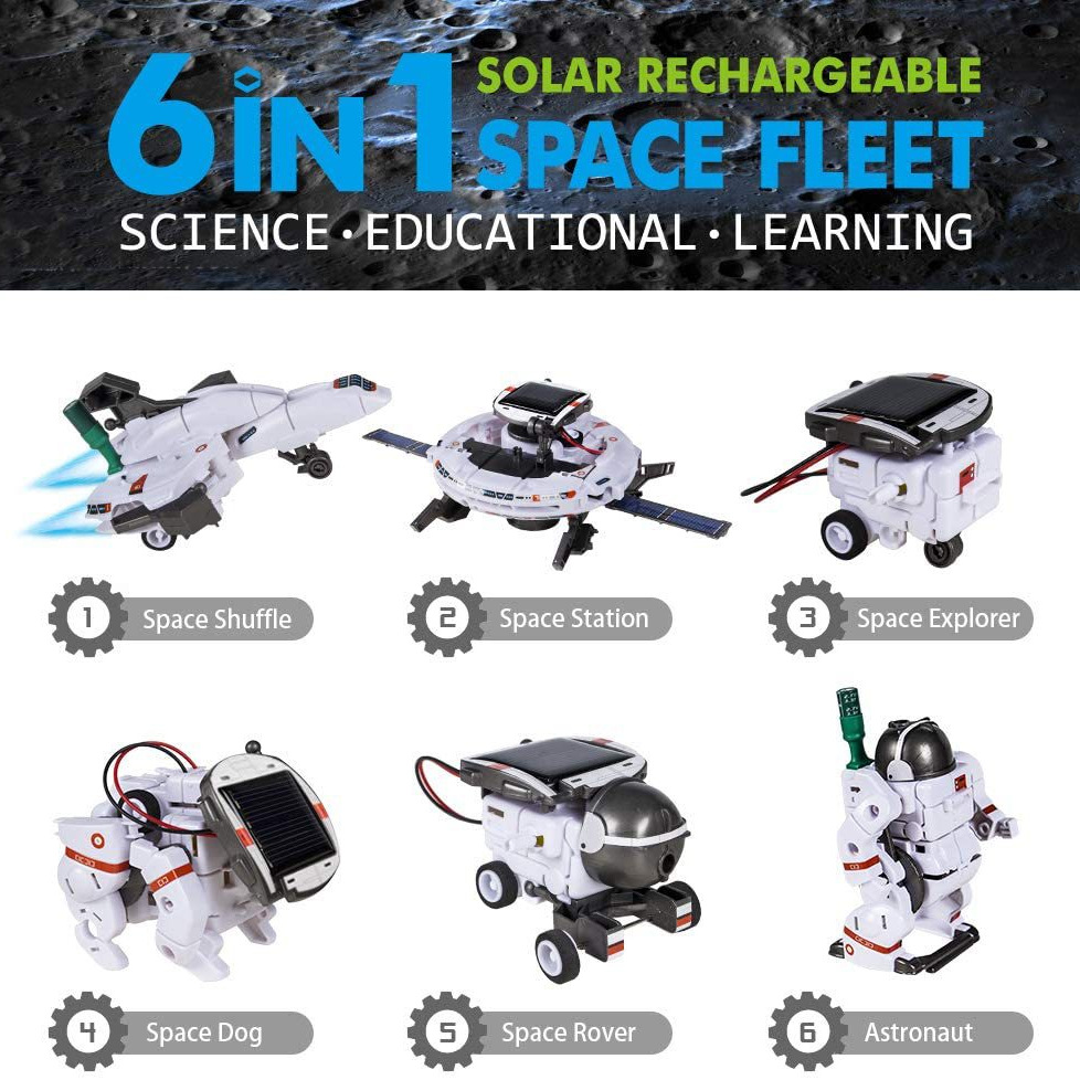 Cross-Border Hot-Selling Six-In-One Space Robot Toy Educational Assembly Toy 6-in-1 Self-Assembled Solar-Powered Toy Car