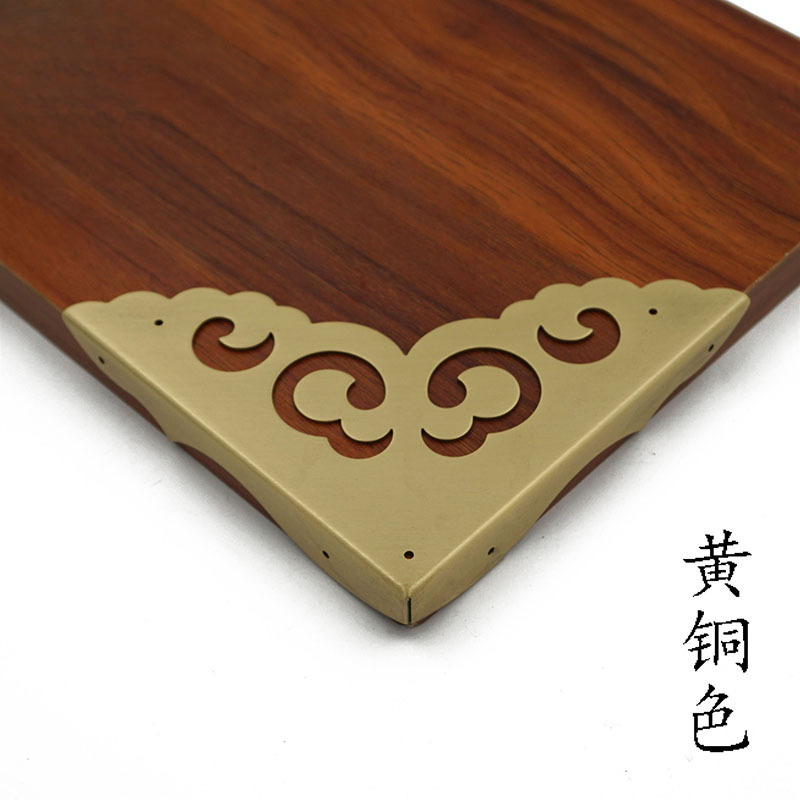 Antique Pure Copper Camphor Wood Box Corner Cabinet Door Corner Protector Copper Edge Jewelry Box Table Three-Sided Corner Protector Furniture Accessories
