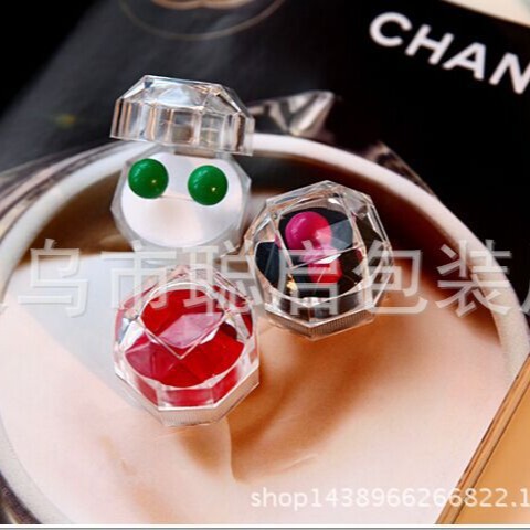 New Acrylic Small Octagonal Transparent Crystal Ring Box Jewelry Earring Box Spot Wholesale Large Quantity in Stock