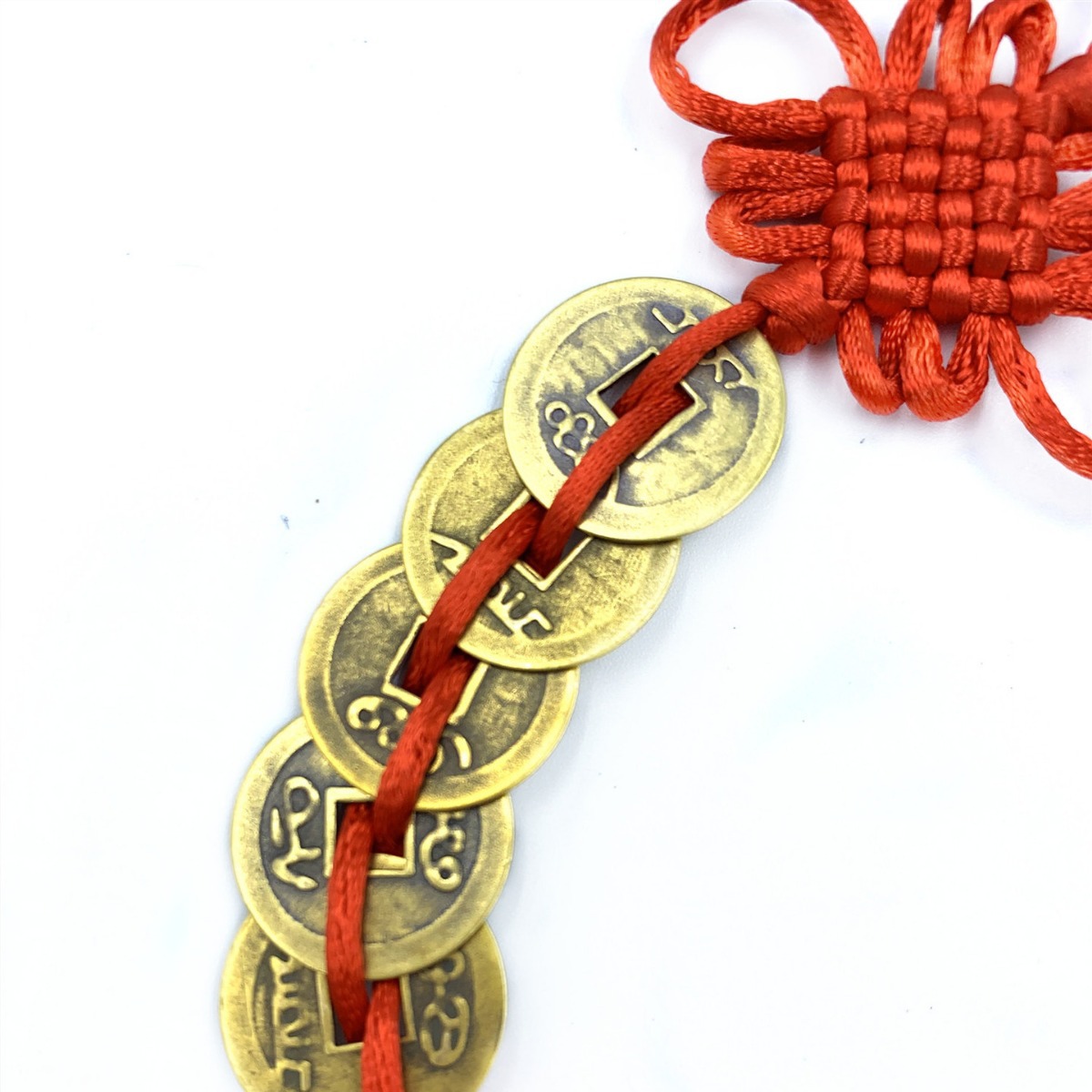 Pure Copper Five Emperors' Money Hanging String Ancient Coin Pendant Home Door and Window Car Hanging Decoration Brass to Attract Wealth