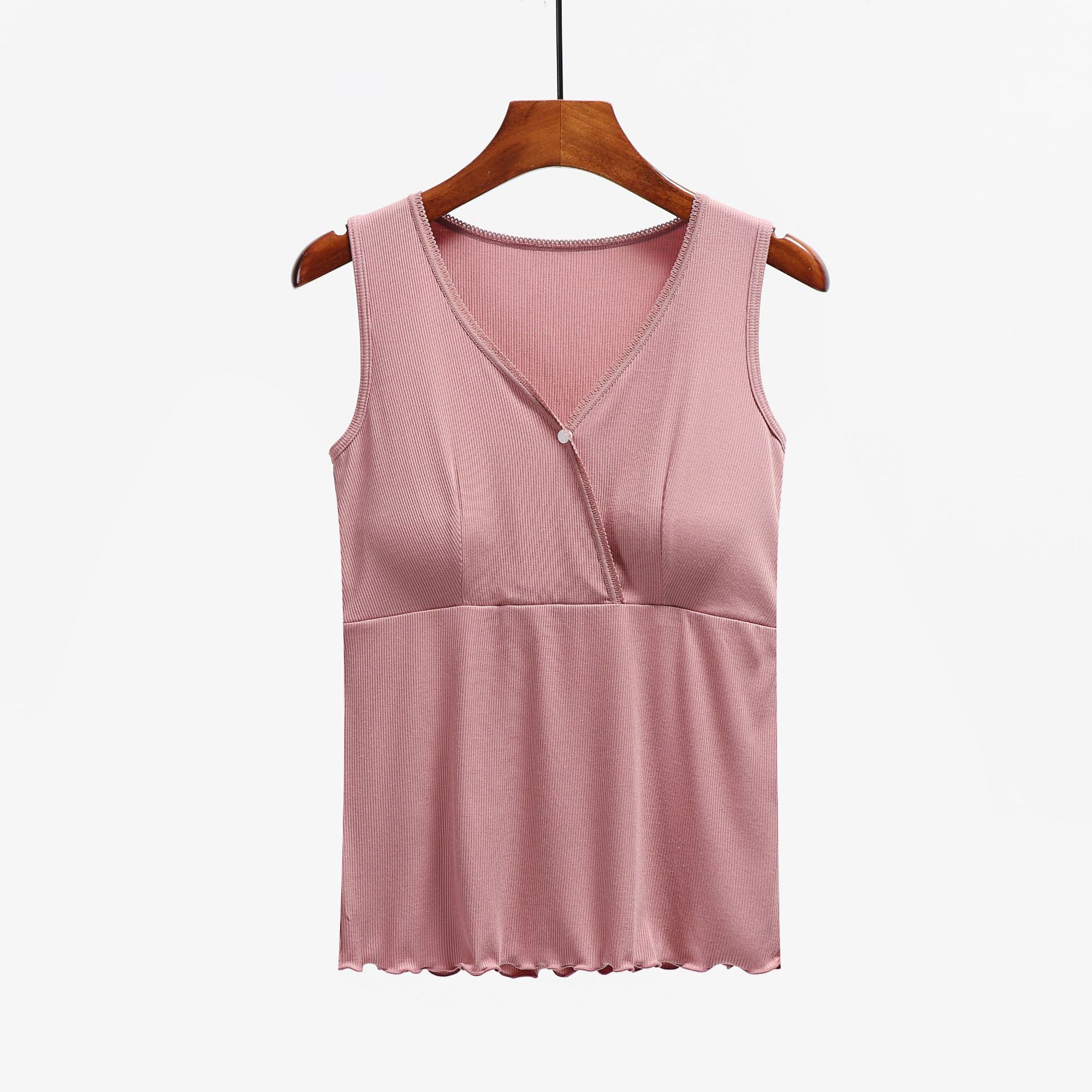 Crossover Breastfeeding Vest with Chest Pad No Wear Bra-Free Breastfeeding Clothes Moon Clothing Pregnant Women Postpartum Base Clothes Thin Summer