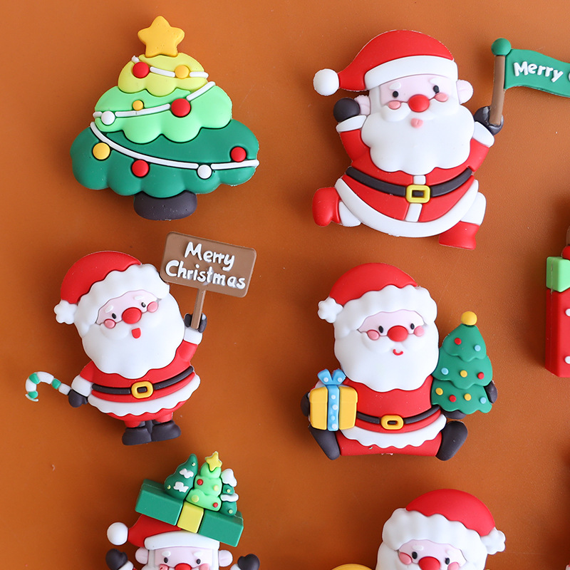 [Original] Christmas cake decoration soft rubber semi-three-dimensional Santa Claus Christmas tree soft rubber plug-in card
