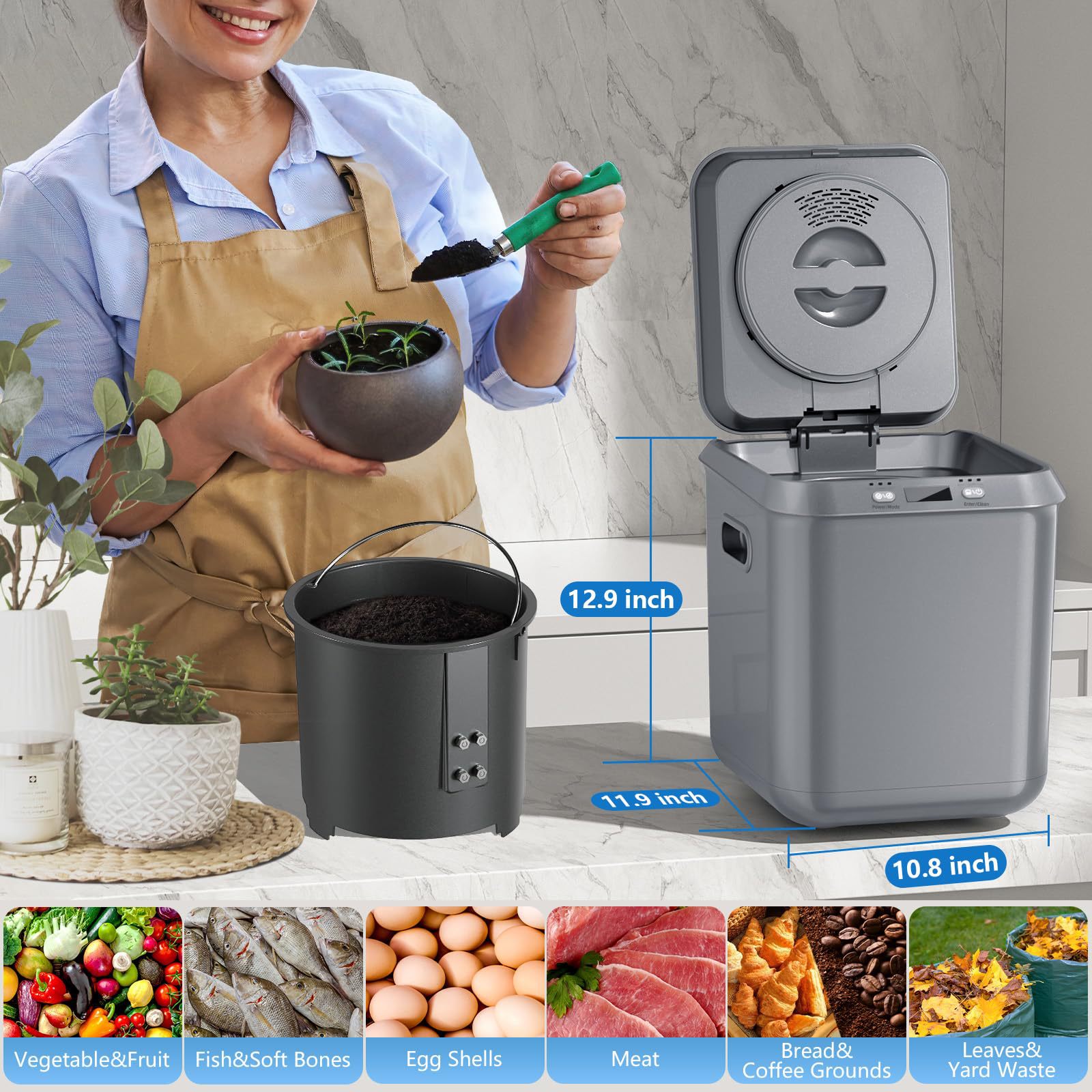 Household Smart Kitchen Waste Disposer Garbage Disposal Machine Drying Household Food Compost Machine Kitchen Waste Machine