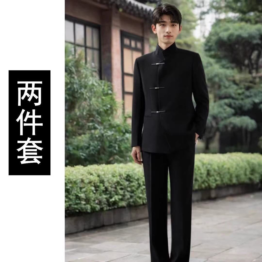 Spring New Chinese Style中山装 Stand Collar Metal Button Suit Handsome Slim Wedding Dress Casual Suit Men's Jacket