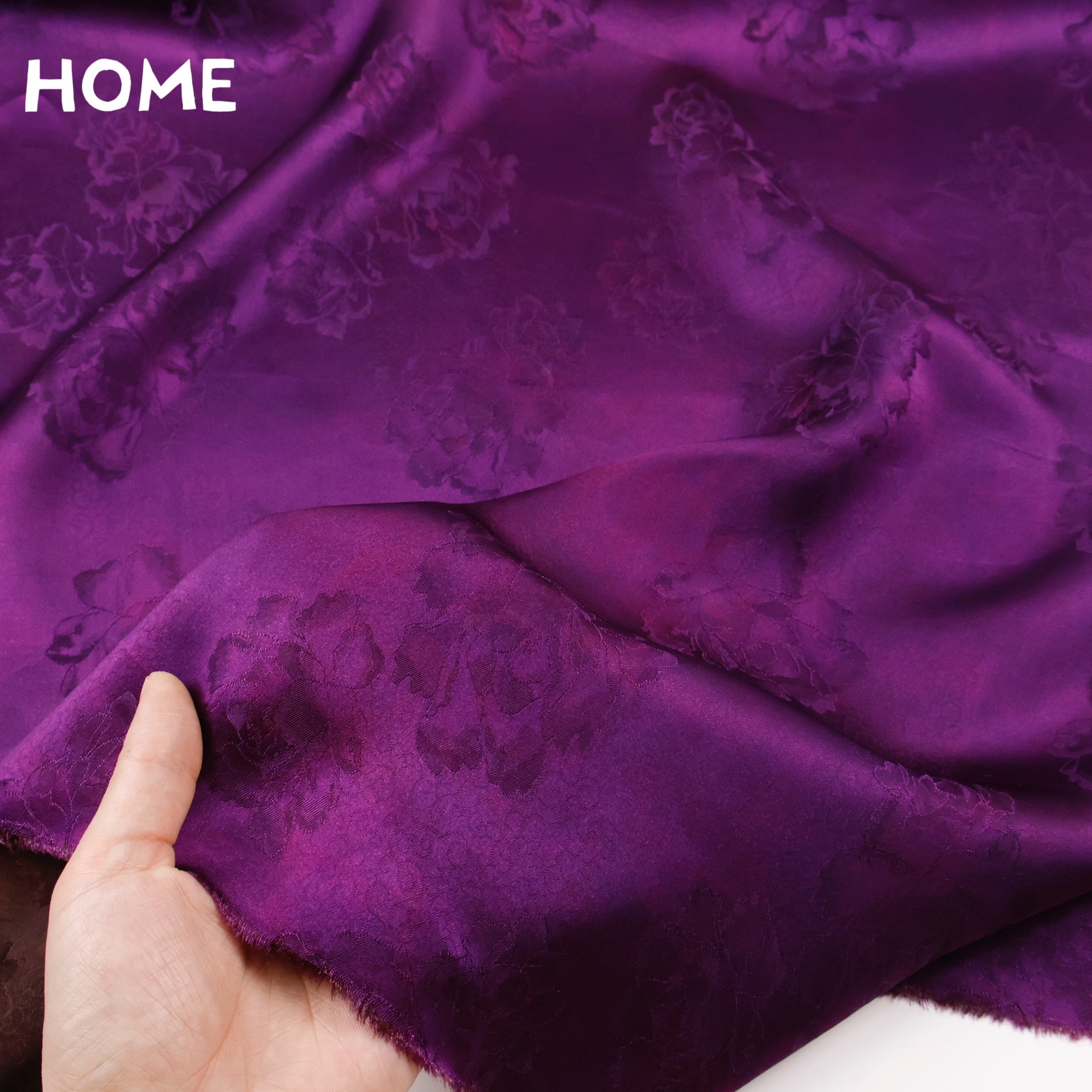 Glossy Drape Chinese Style Grape Purple Rayon Silk Mulberry Silk over Yam Jacquard Fragrant Cloud Yarn Cheongsam Fabric