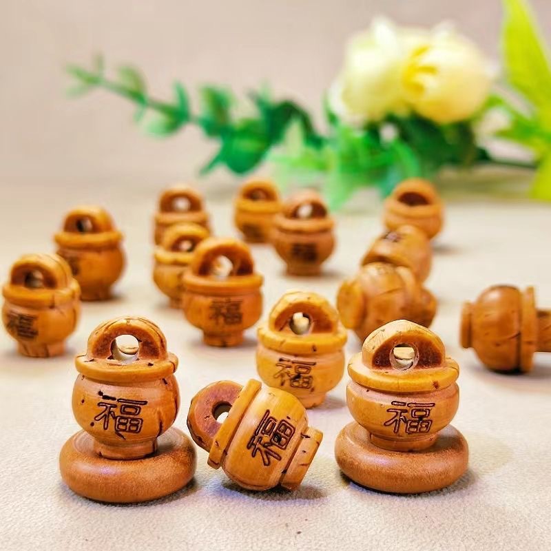 Peach pit carving blessing peach basket children's peach diy pendant accessories wild mountain peach Hu carving peace peach basket