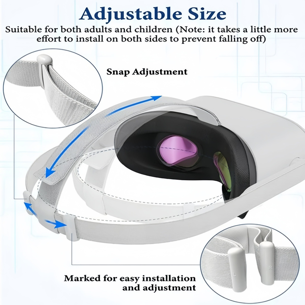Suitable for Meta Quest 2 Headband, Adjustable Headband, Replaceable Headband Handle, Rocker Cap Set
