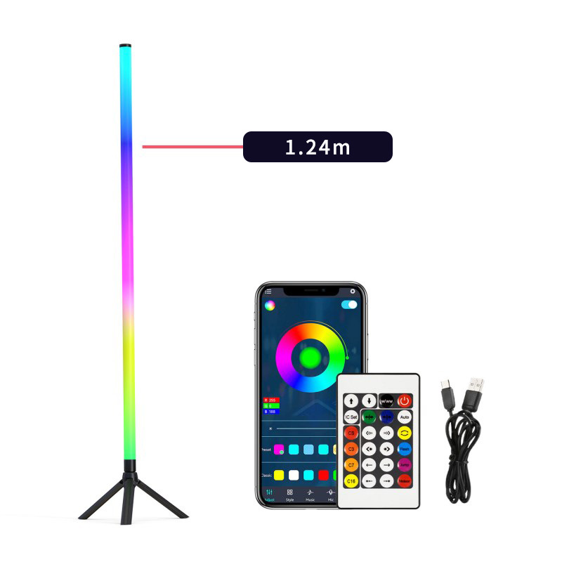 Cross-Border Hot Item 360 ° Led Colorful Floor-Standing Atmosphere Light Rgb Music Gaming Room Corner Light Sound-Controlled Pickup Light