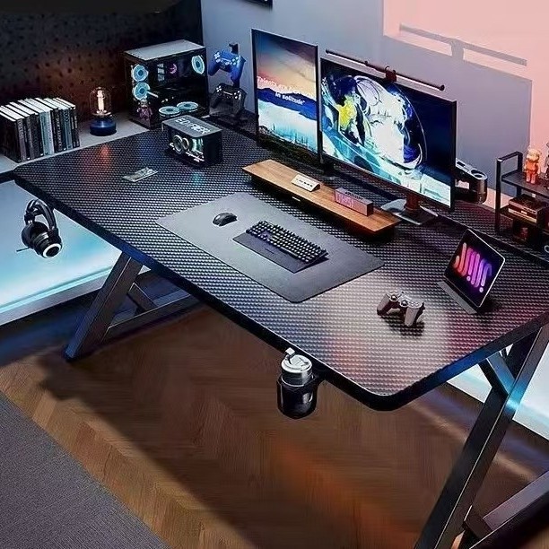Computer Desk Solid Wood Home Desk Carbon Fiber Gaming Desk Desktop Can Hold a Computer Tower Gaming Room Gaming Desk