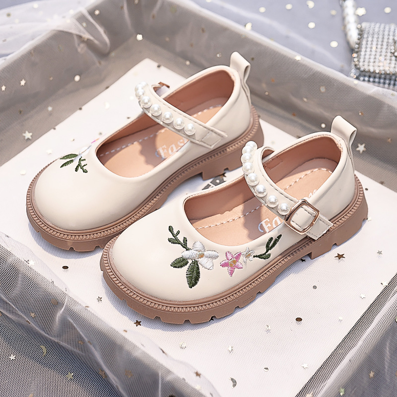 Girls Princess Small Leather Shoes 2025 Autumn Flower National Style Dance Shoes Embroidered Children's Shoes Medium and Large Children's Girls' Single Shoes