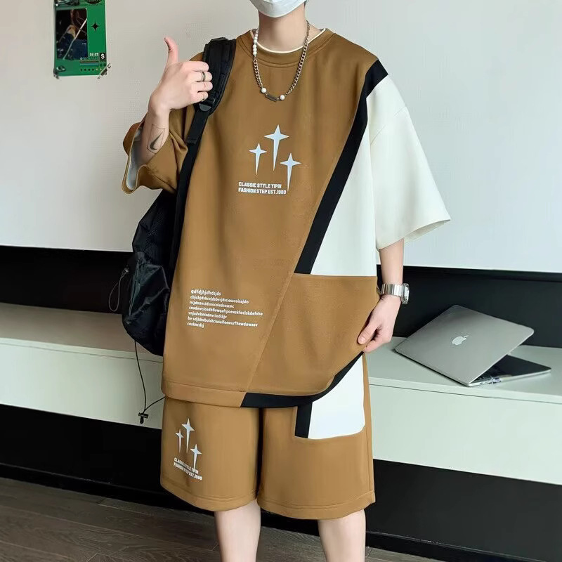 Large Size Running Sportswear Men's Clothing Men's Foreign Trade Casual Thin Short-Sleeved Shorts Two-Piece Summer Sports Suit