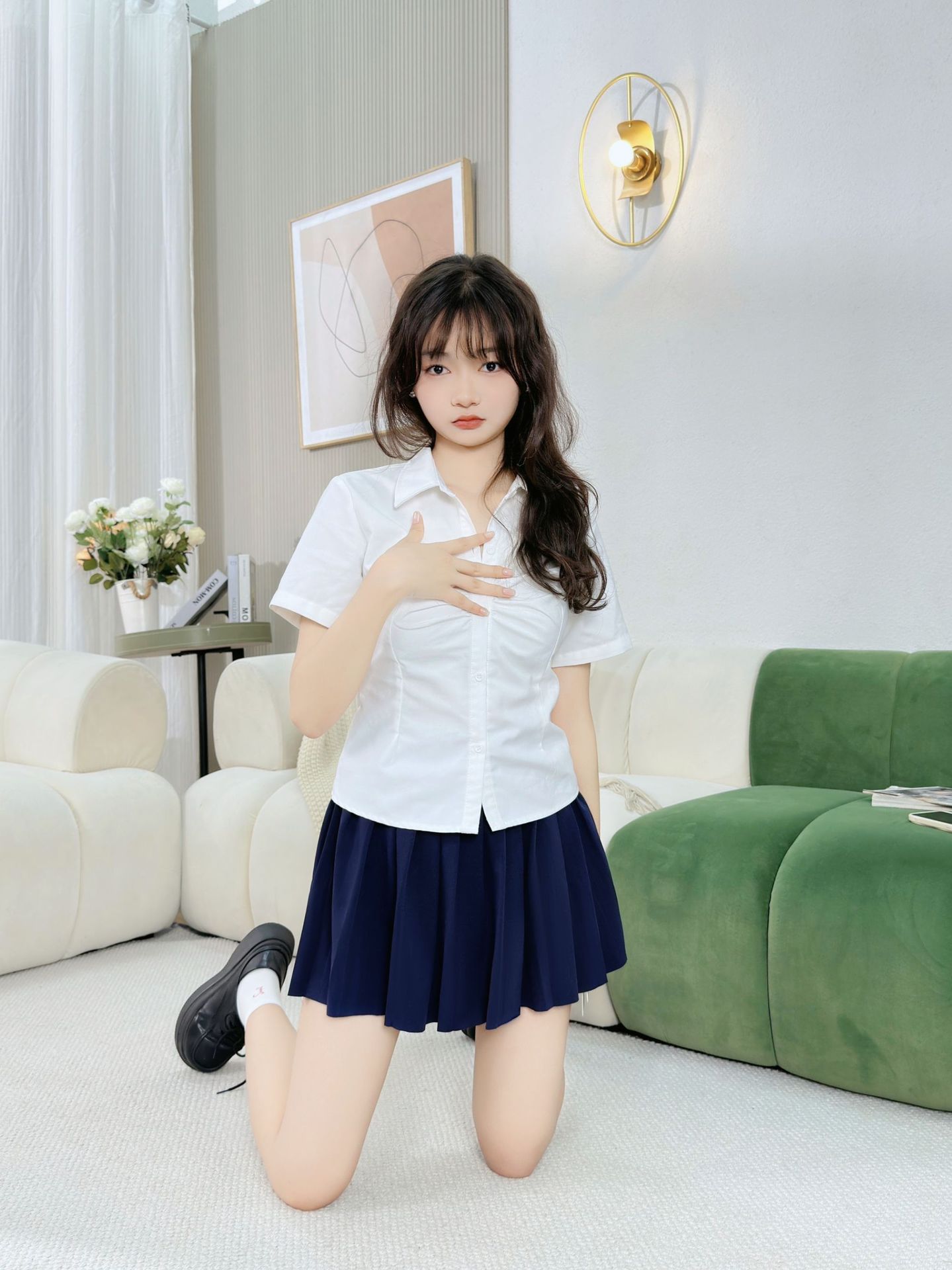 Solid color 38CM elastic belt pleated JK bust skirt Joker slim high waist skirt foreign trade AliExpress in stock