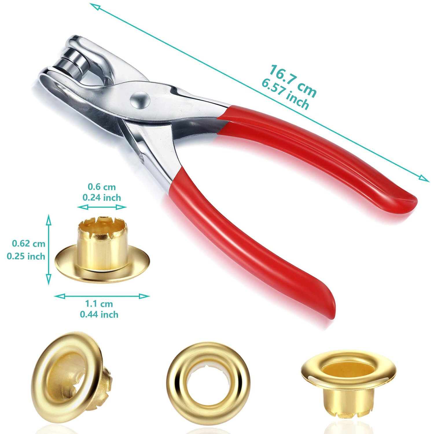 Cross-Border Hot Selling 6mm Air Eye Pliers Grommet with 100 200 400 Gold and Silver Air Eye Eyelet Set