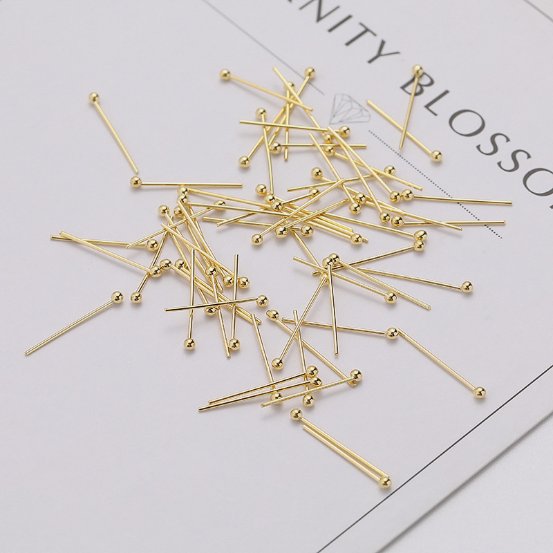 Медно-покрытая золотом 18K, сохраняющая цвет, ювелирные аксессуары, материалы для бусин, игла шарик, круглая игла
