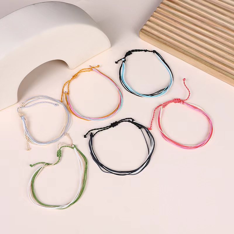 European and American Cross-border Popular Hand Rope Bracelet Jewelry Wholesale Hand-woven Multi-colorful Rope Braid Friendship Bracelet Hot Sale