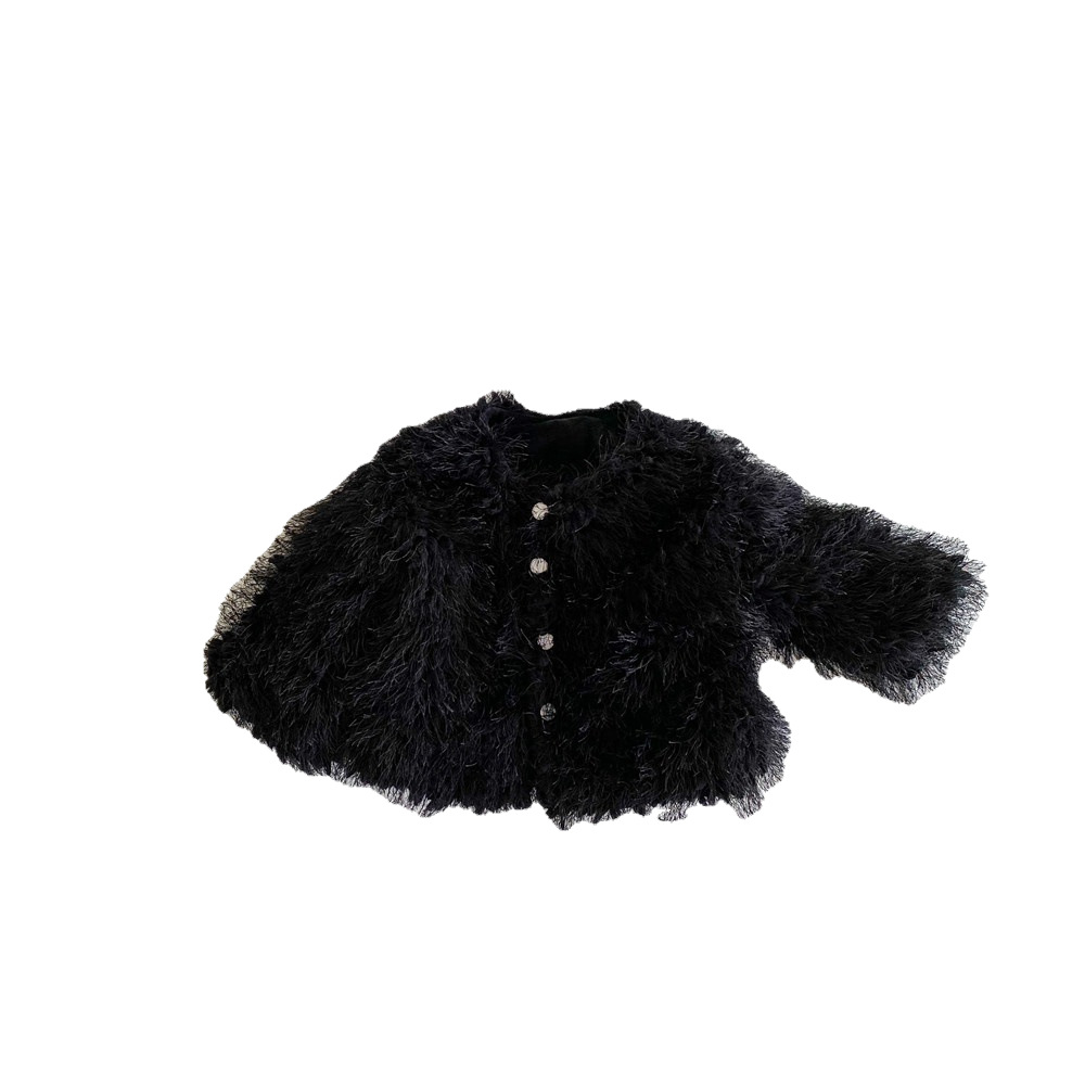 Girls' Western Style Woolen Coat 2023 Winter Korean Style Children's Wear Baby Girls' Light Luxury Fur Short Coat Trendy Style Cardigan