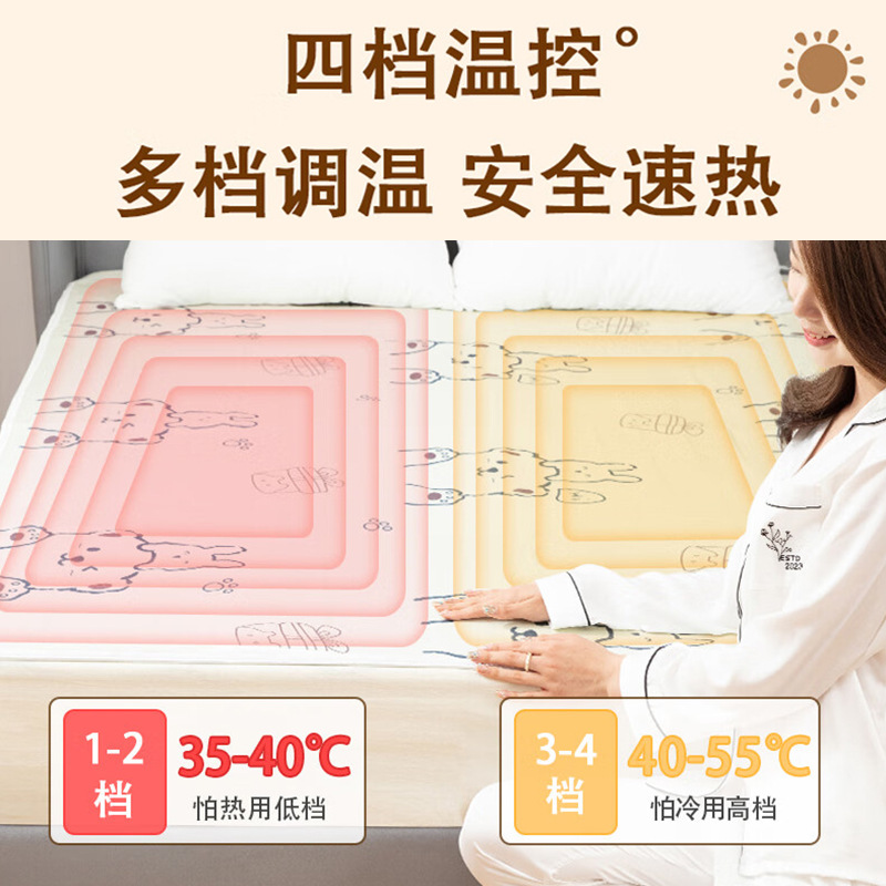 Royalstar Electric Blanket Single/Double Electric Mattress Home Dual-Control Temperature Adjustment Student Dormitory Small Electric Heating Pad Wholesale