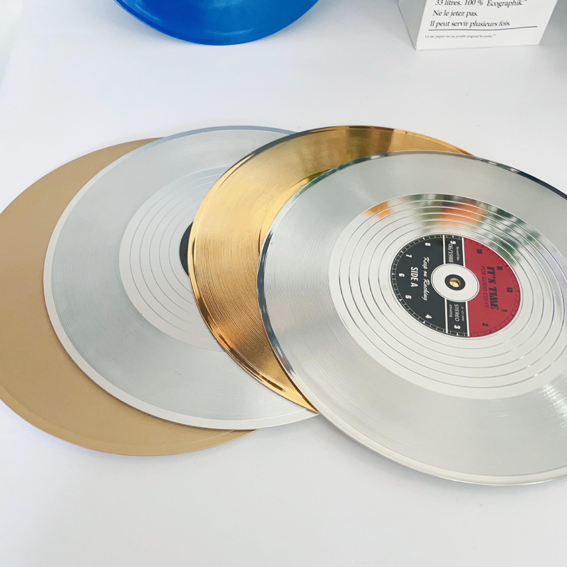 Creative Golden Simulation Color Glue Transparent Vinyl Records Vintage Decorative Wall Stickers Music Bar Nostalgic CD Ornaments