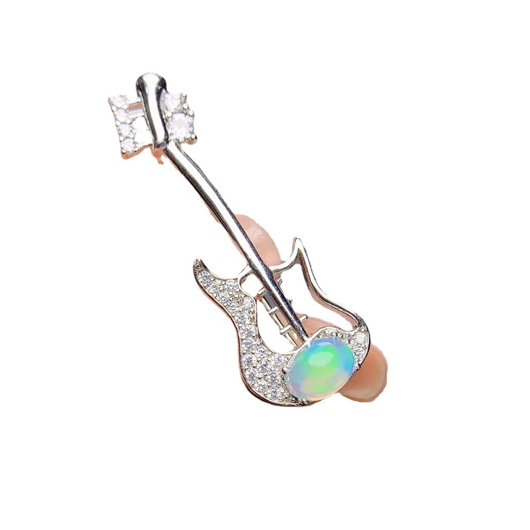 Factory Wholesale Popular Natural Opal Brooch S925 Silver Inlaid Main Stone 5*7 Hot Selling European and American Drop Shipping