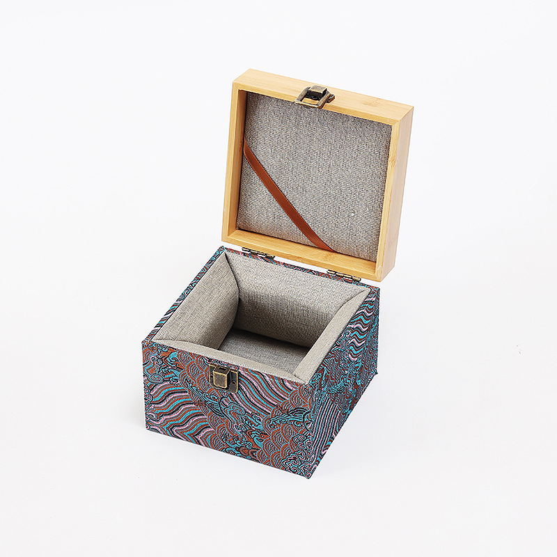 Cloud Brocade Bamboo Cover Gift Box Antique Purple Clay Teapot Tea Set Storage Box Master Cup Lid Bowl Collectibles Packaging Box