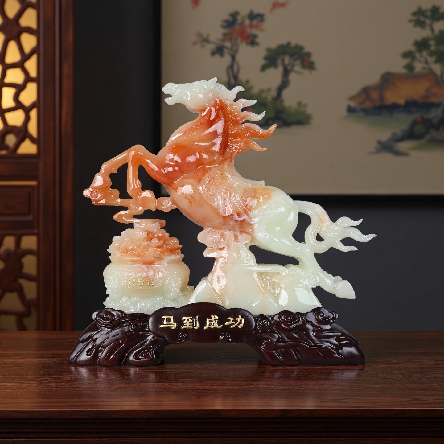 2026 Имитация нефритового коня украшения для дома гостиная вход телевизионный шкаф офисная декорация подарок на новоселье открытие