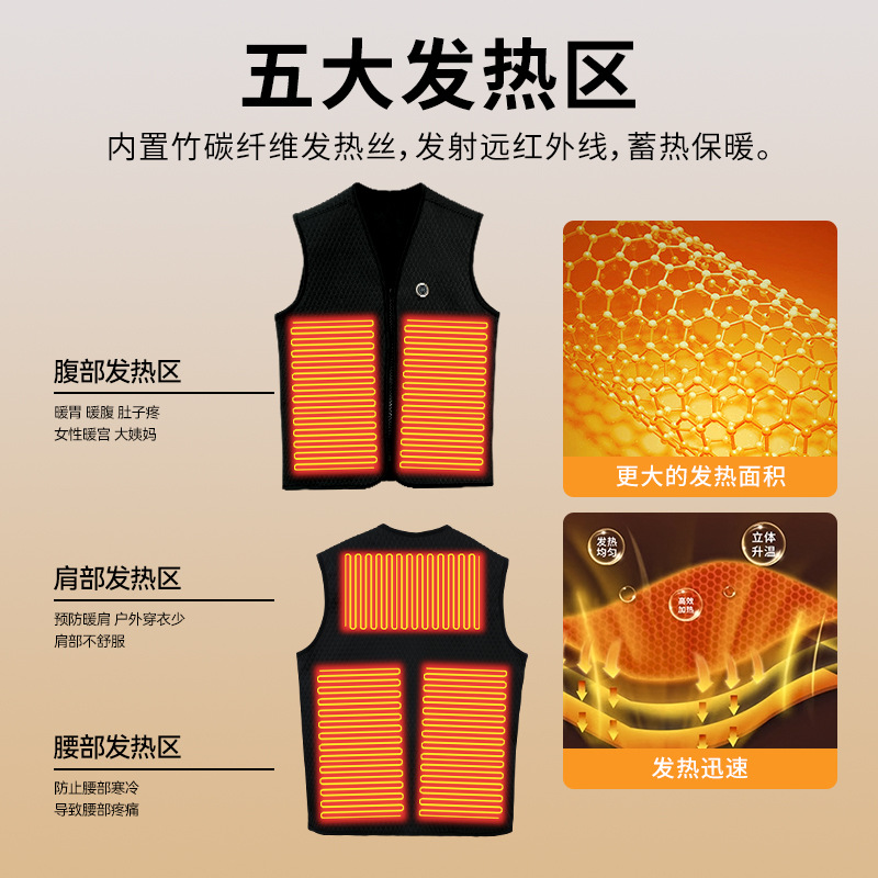 Heating Vest Smart Heating Clothing Men's and Women's Heating Clothing USB Electric Heating Vest Charging Heating Clothing Thermal Vest