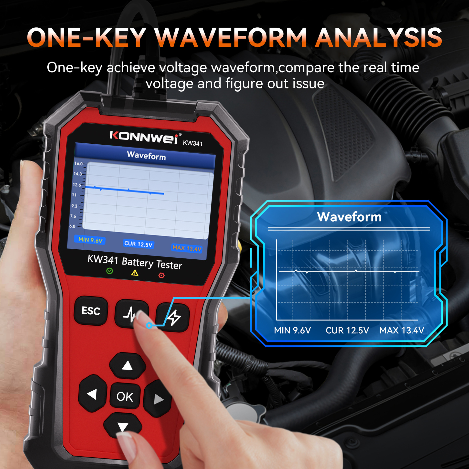 Kw341 Car 6V 12V 24V Battery Tester Amazon Aliexpress Temulazada Cross-Border Hot Sale