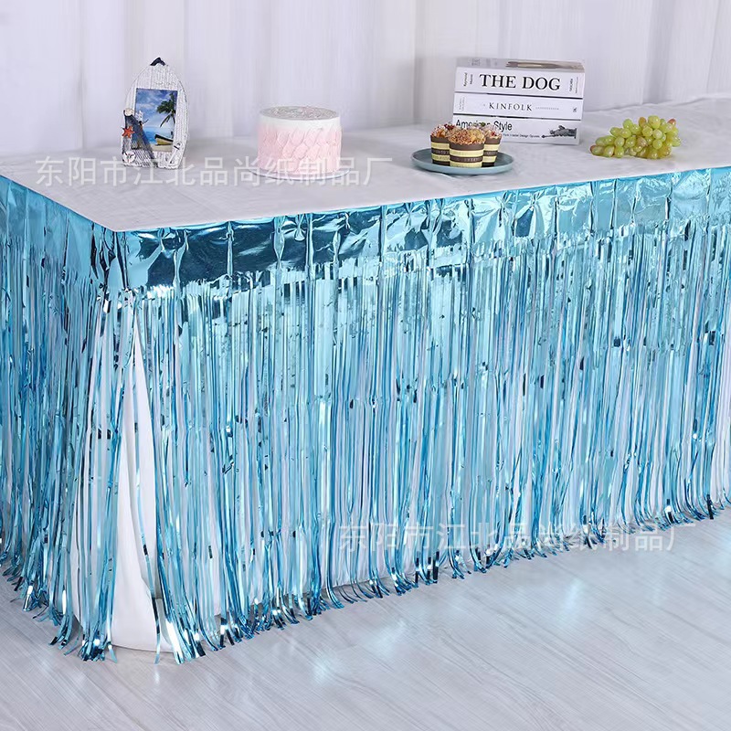 Rain Curtain Tassel Table Skirt Disposable Table Skirt Banner Wedding Birthday Holiday Party Dining Table Decoration Supplies