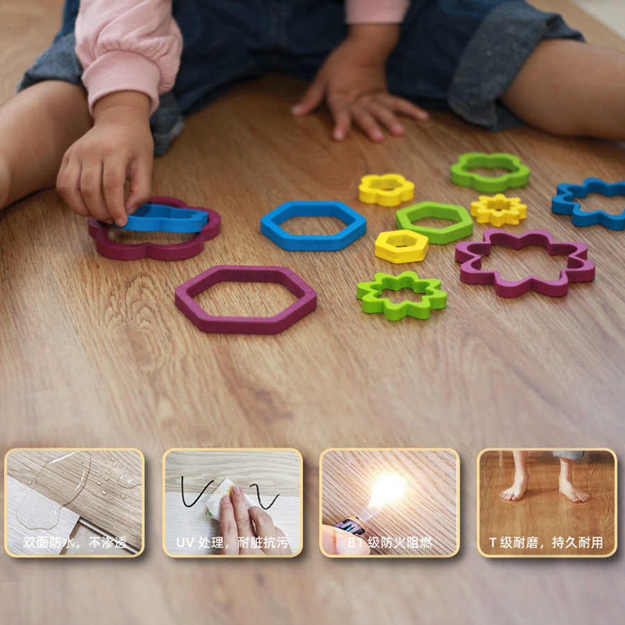 Foreign trade manufacturers SPC silent stone plastic lock floor new material non-slip thickened wear-resistant fire-resistant PVC stone plastic floor