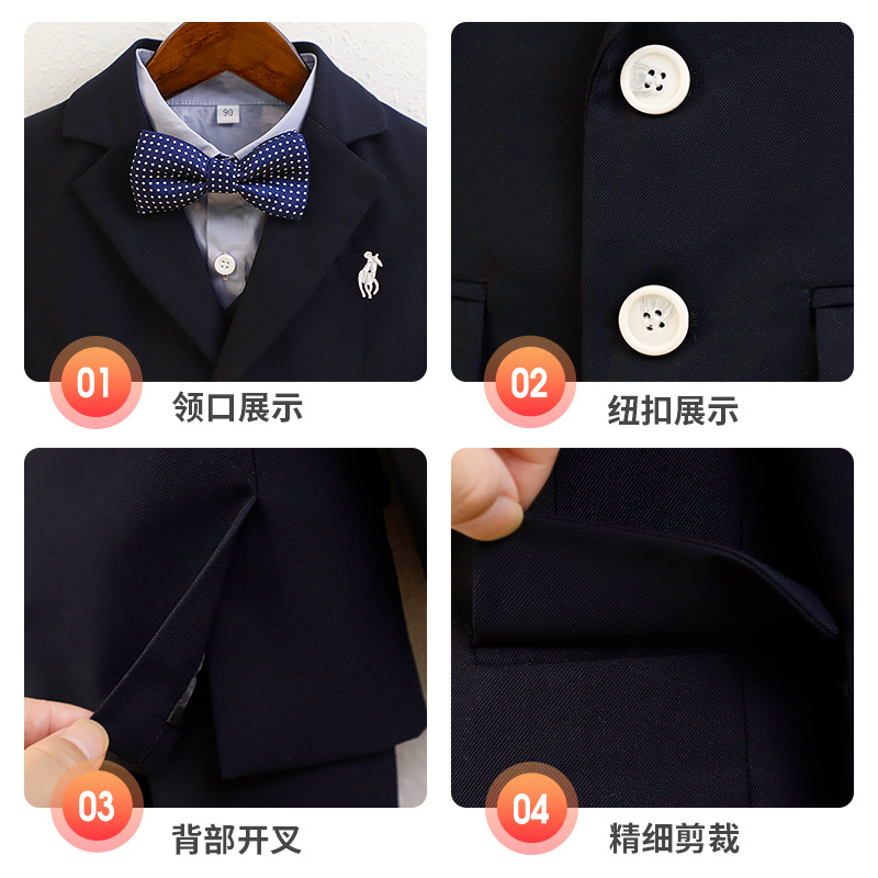 Children's suit boys' embroidered small suit vest suit flower children's one-year-old dress baby host piano costume