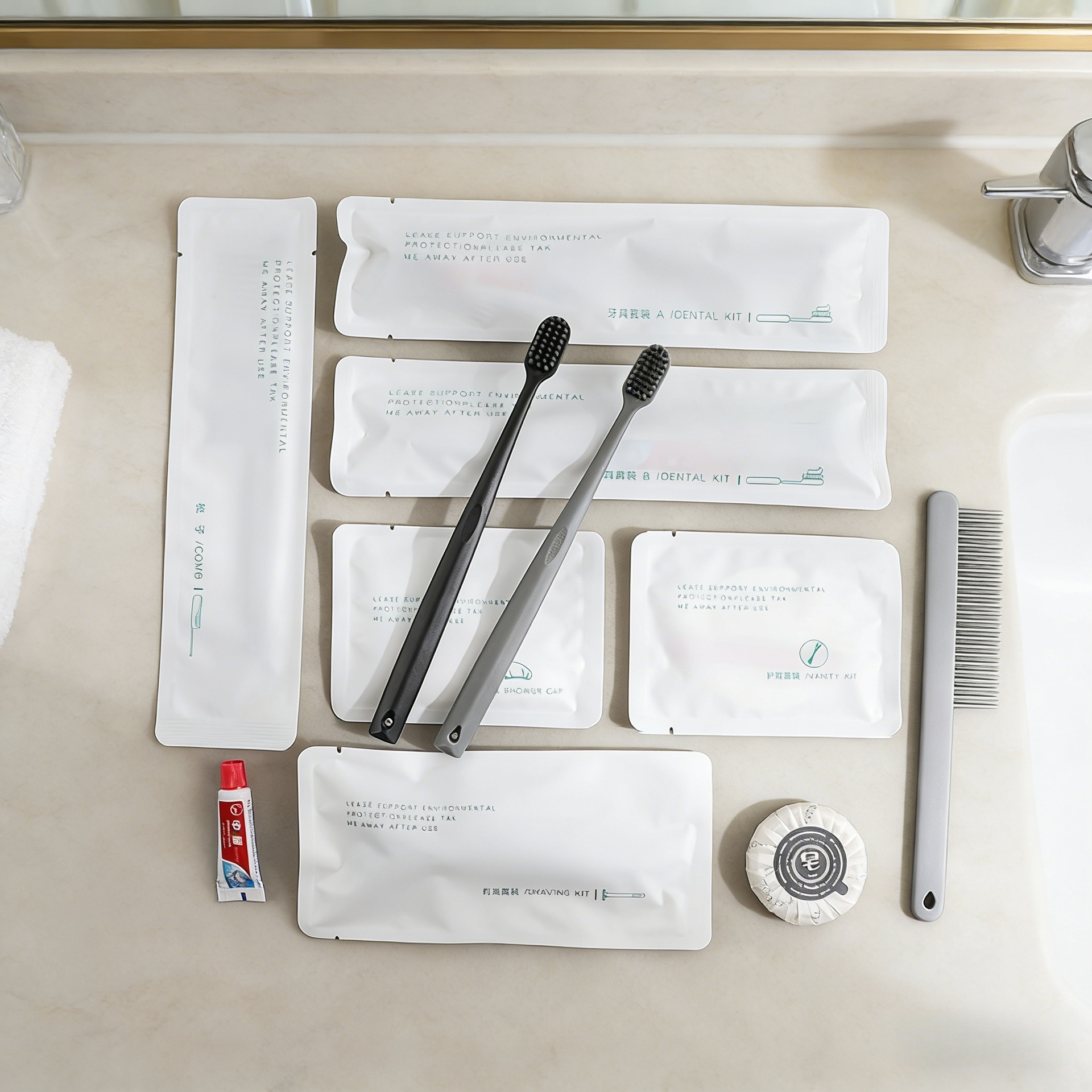 Hotel and B&B Disposable Toothbrushes, Travel High-End Hotel Disposable Toiletries Set, Wide-Head Soft-Bristle Toothbrush