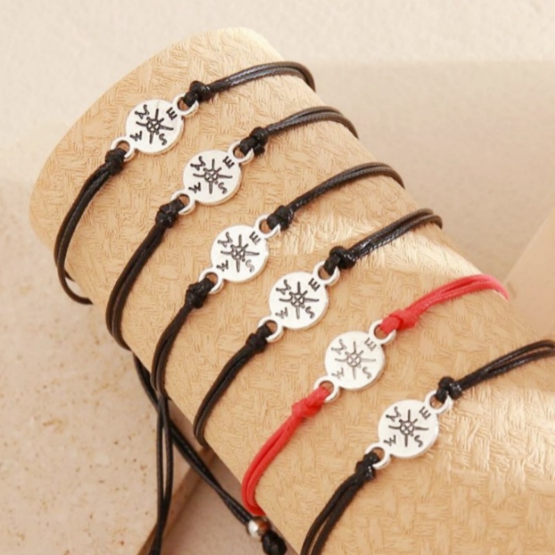 Cross-Border Popular Compass Bracelet European and American School Season Alloy Friendship Adjustable Wax Thread Braided Handmade Bracelet for Women