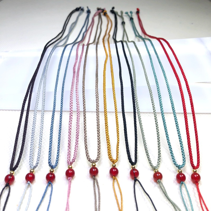 Нефритовая подвеска, веревка коричневого цвета, регулируемая ручная работа, веревка для ожерелья