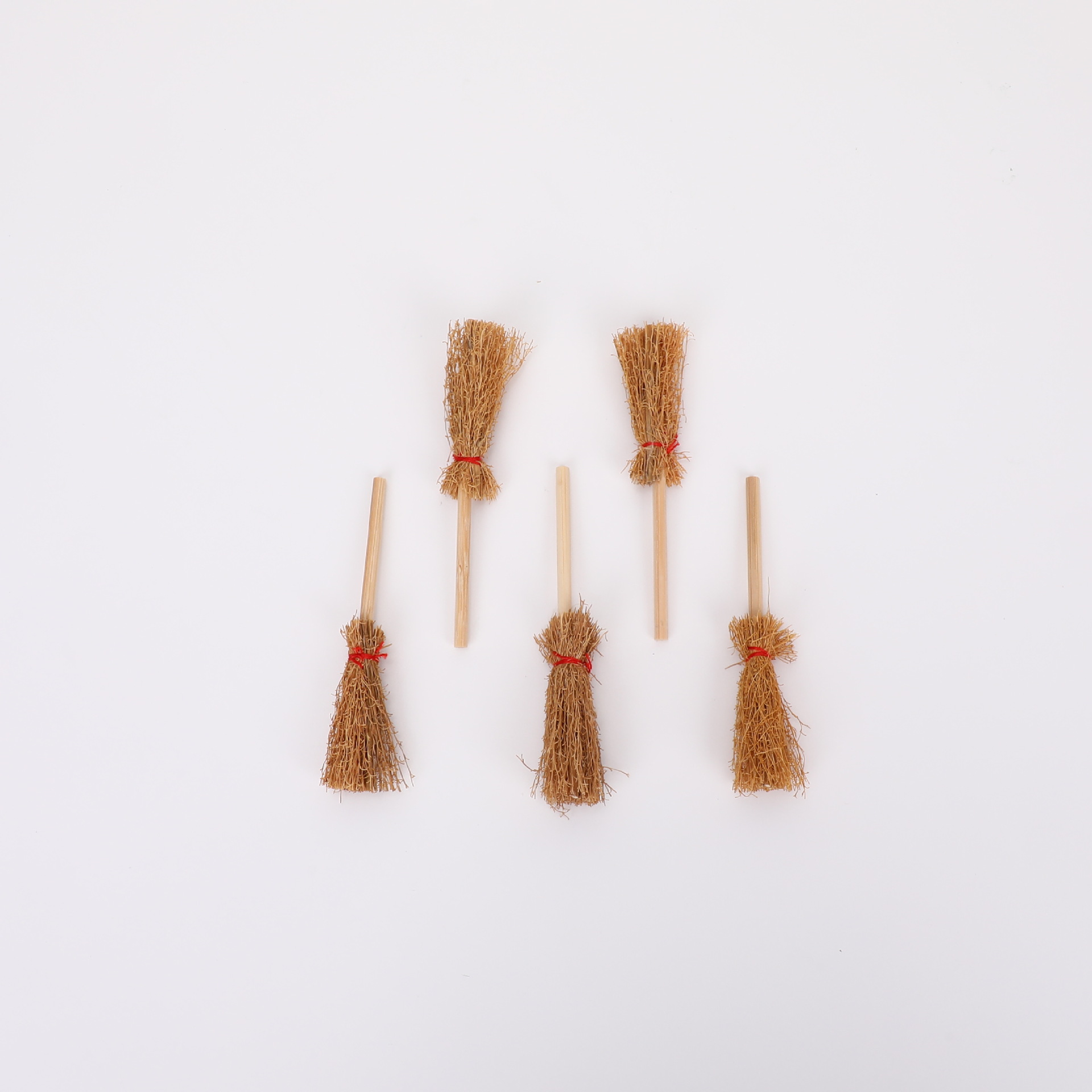 Halloween Cross-Border New Micro House Fun and Creative Natural Reed Broom Decoration Mini Broom