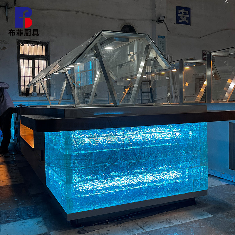 Manufacturer Designs and Customizes Hotel Catering Export Buffet Table with Luminous Water Heating, Insulation and Refrigeration Dishware Warehouse Integrated Dining Table