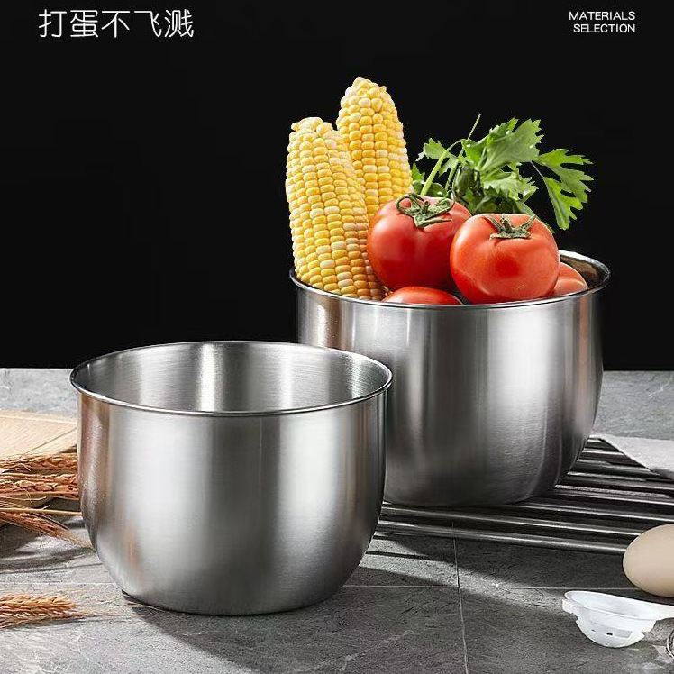 Stainless Steel Egg-Beating Basin, Deep Basin with Lid, Splash-Proof Baking Whipped Cream Basin and Basin, Chicken Basin