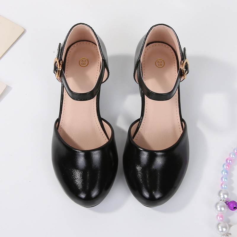 Summer New Style Baotou Women's Shoes, Fairy Style Student Sandals, Hollow Popular Thick Heels, One-Line Buckle Straps, Trendy Girls' Shoes