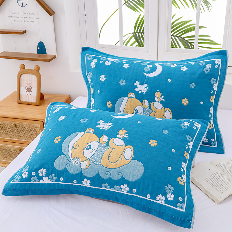Gauze Pure Cotton Pillow Cover Household Cotton Adult Student Enlarged and Thickeneded Pillow Cover Class a Welfare Product Wholesale