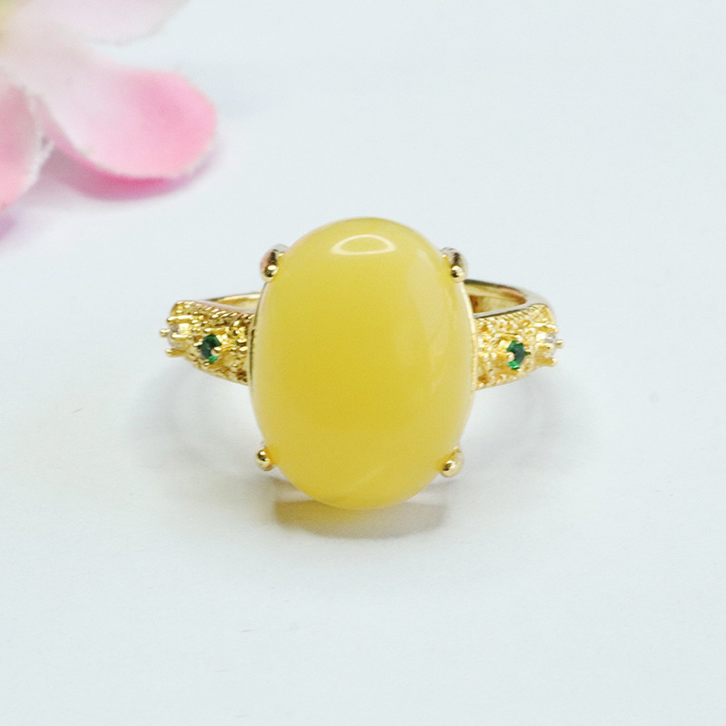 Yuyu natural beeswax three-piece pendant earrings ring amber suit wholesale generation HP3121208