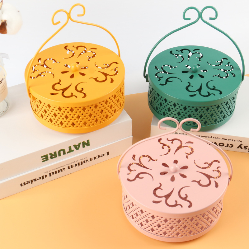 Iron Mosquito-repellent Incense Panel Holder Home Artifact Mosquito-repellent Incense Rack Fireproof Anti-scalding with Lid Large Creative Fragrance Box Incense Burners