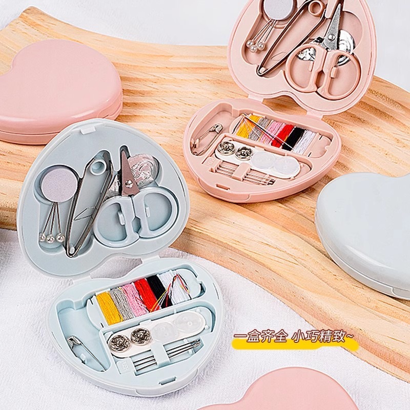 Mini sewing box household portable small sewing kit multifunctional sewing tool combination suit heart-shaped sewing box