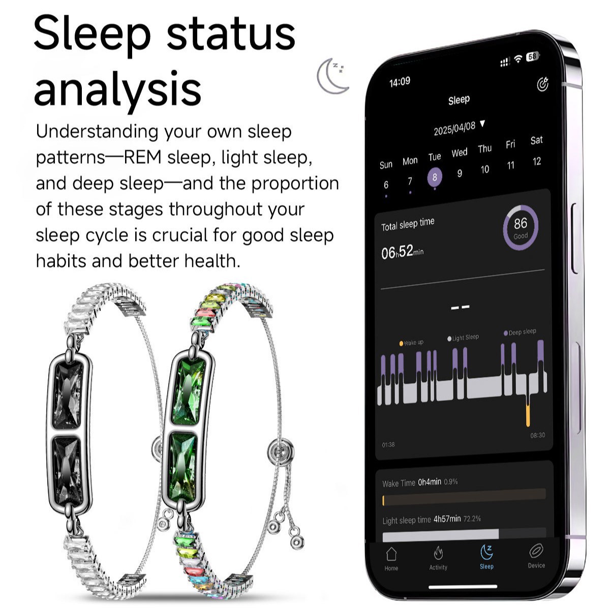 Cross-Border New Smart Bracelet for Women, Sleep Heart Rate, Blood Oxygen, Gesture Control, Photo Taking, Fashionable and Versatile Bracelet